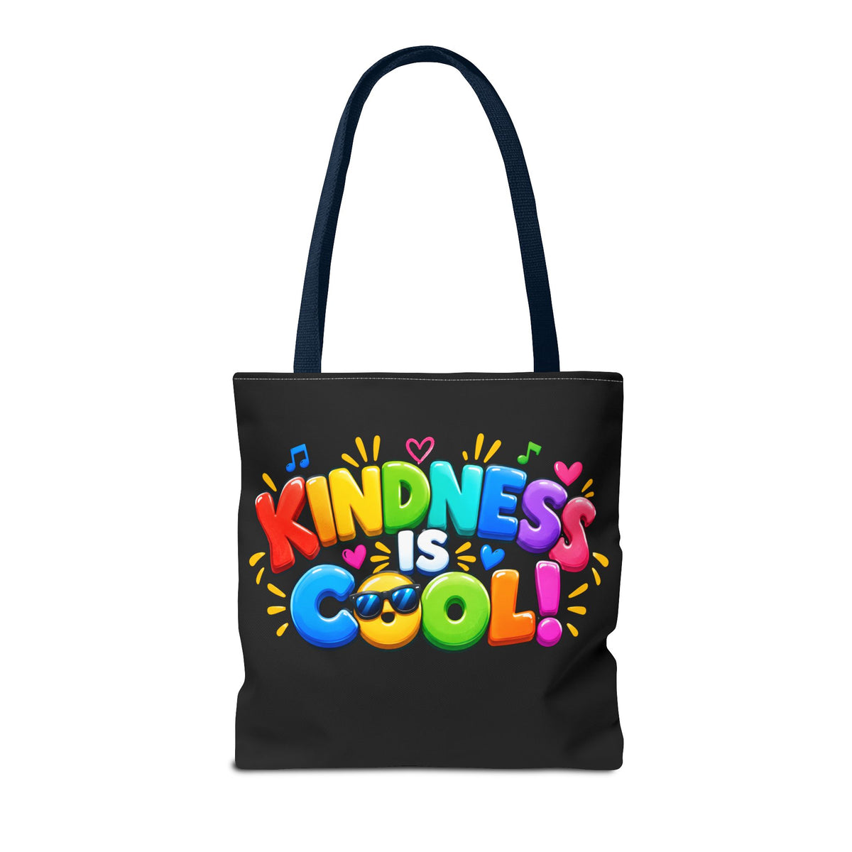 Kindness Is Cool Teacher Tote Bag | Black Tote with Colorful Handles | Teacher Gift