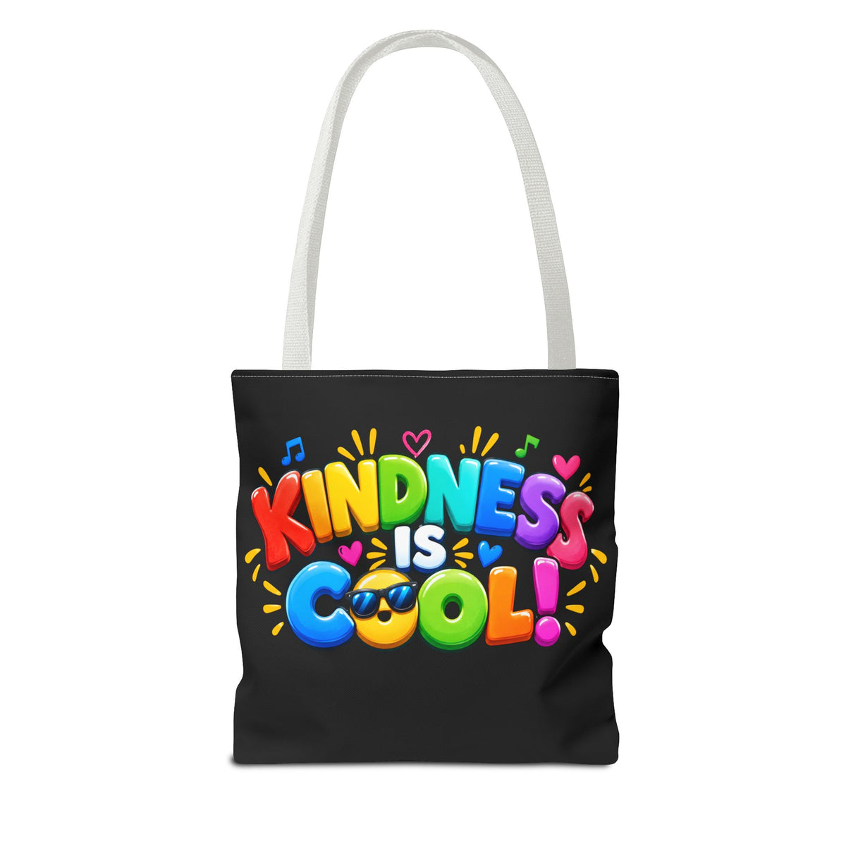 Kindness Is Cool Teacher Tote Bag | Black Tote with Colorful Handles | Teacher Gift