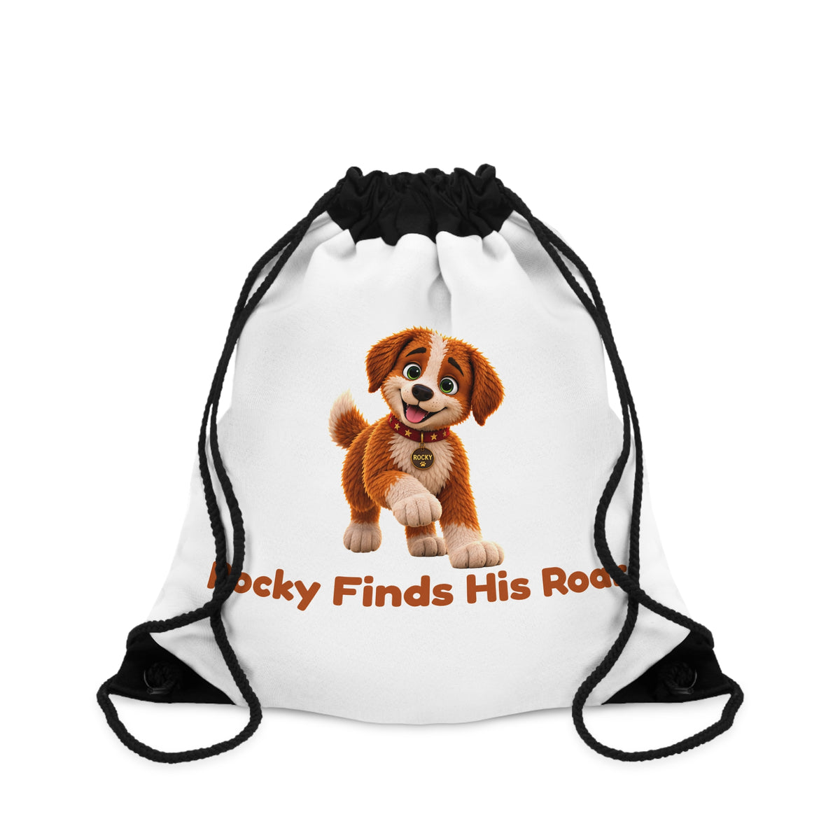 Rocky Finds His Roar Kids Drawstring Book Bag | Rocky the Puppy Backpack