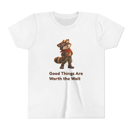 Milo the Raccoon "Good Things Are Worth the Wait" Kids Tee