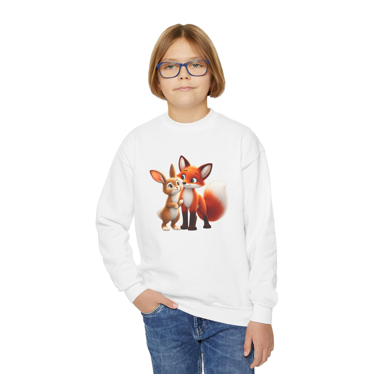 Brave Bunny & The Friendly Fox Kids Sweatshirt | Children's Book Character Crewneck