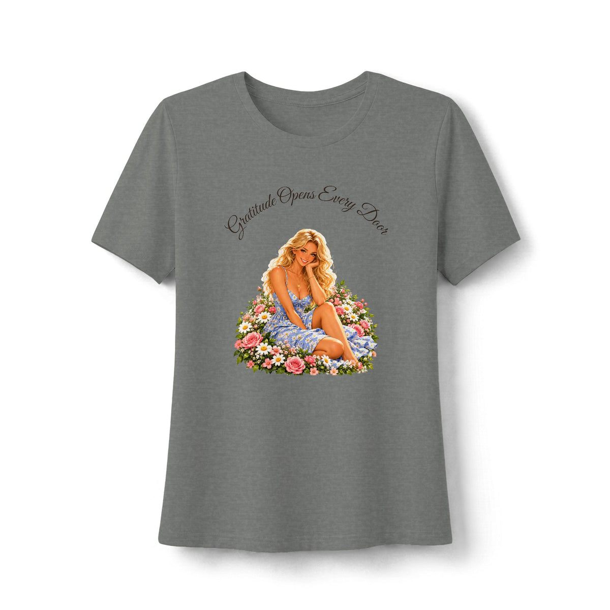Gratitude Opens Every Door Women's Tee | Faith Floral Shirt | Andra Annette | Pounds to Go