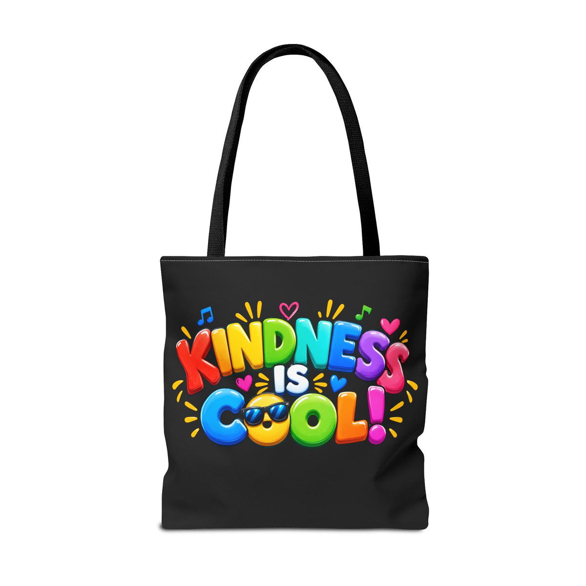 Kindness Is Cool Teacher Tote Bag | Black Tote with Colorful Handles | Teacher Gift