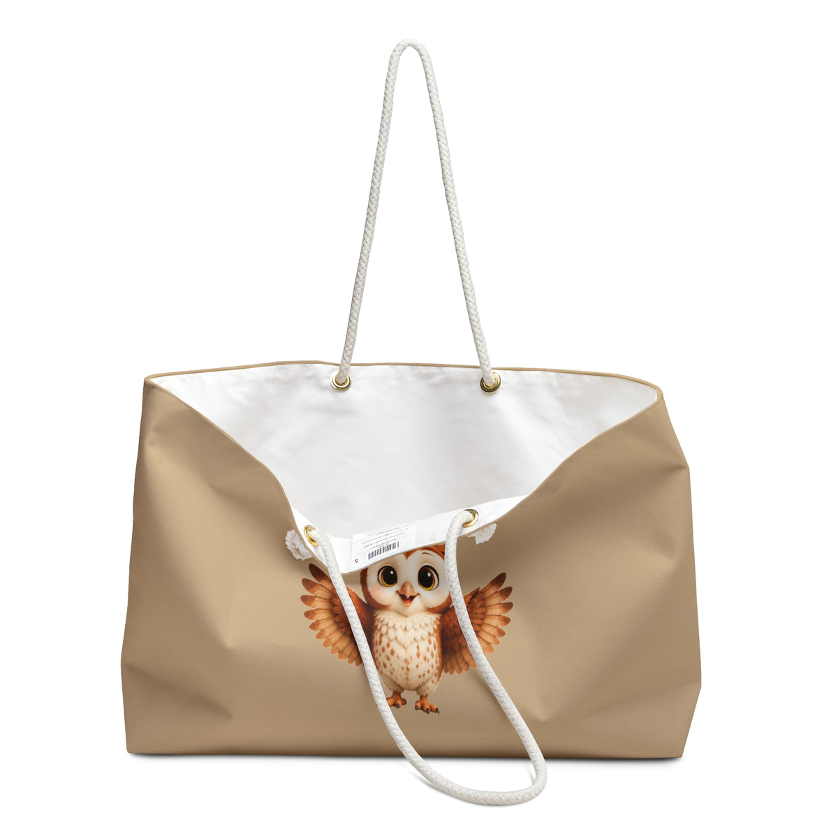 Olwyn the Owl "You Belong Here" Tan Weekender Tote Bag | The Owl Without a Tree Oversized Tote