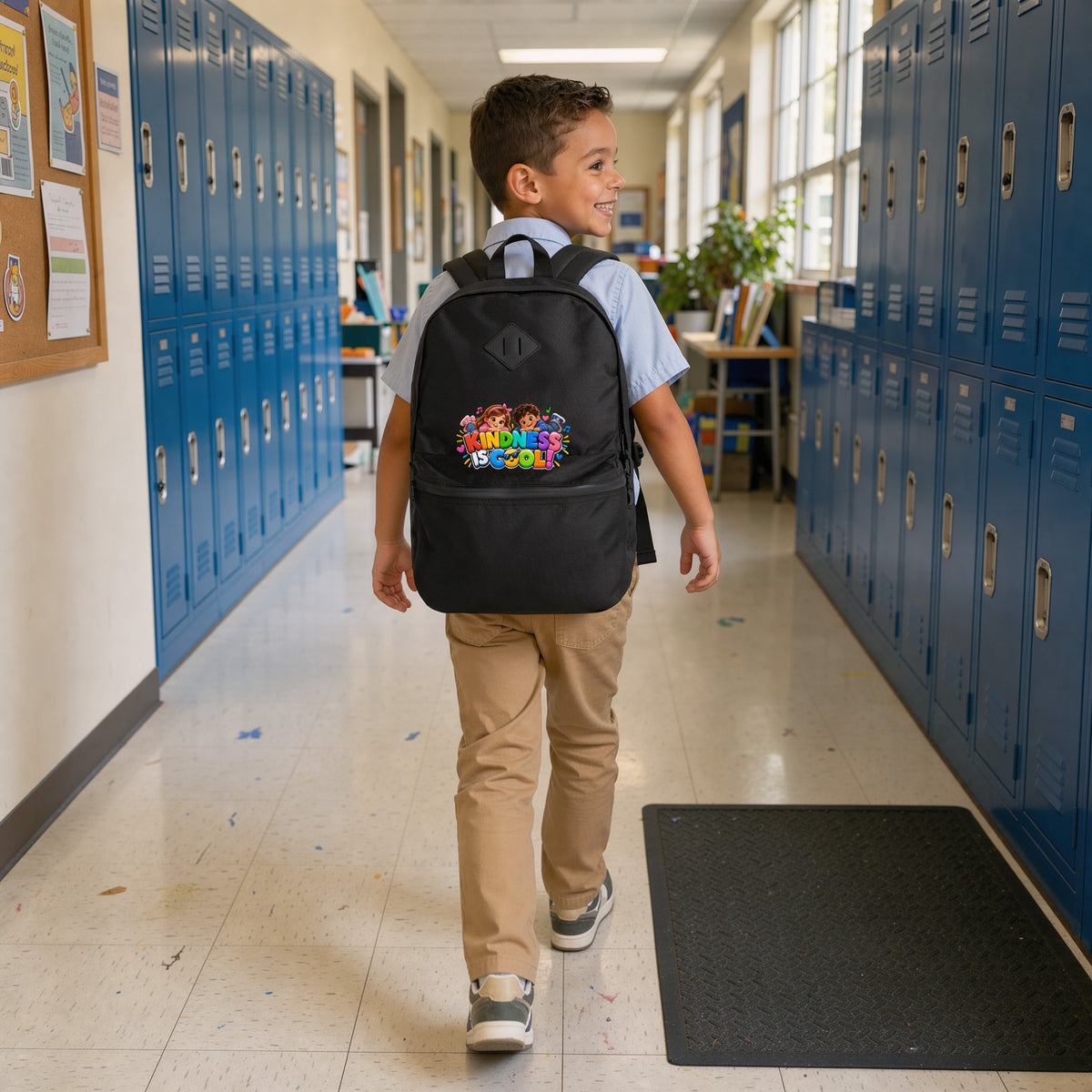 Kindness Is Cool Kids Backpack | Black School Book Bag | Classroom Kindness Gift