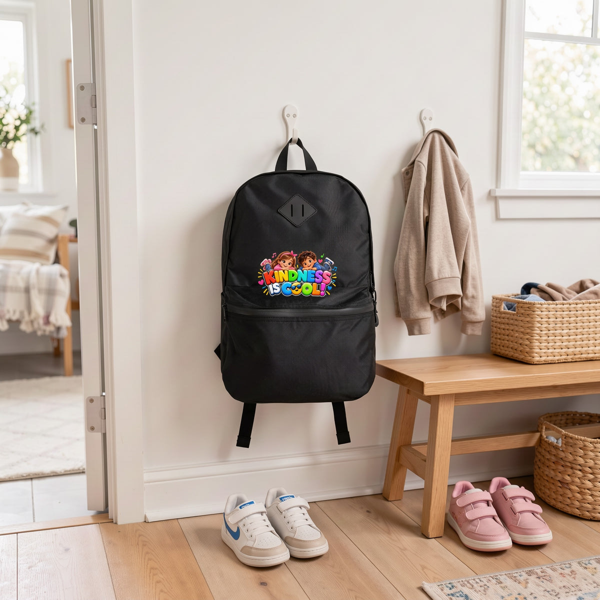 Kindness Is Cool Kids Backpack | Black School Book Bag | Classroom Kindness Gift
