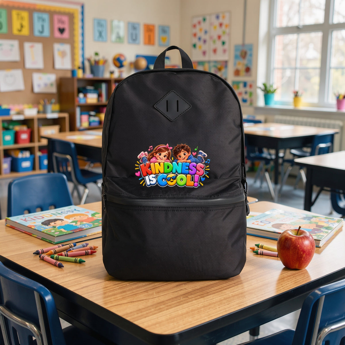 Kindness Is Cool Kids Backpack | Black School Book Bag | Classroom Kindness Gift