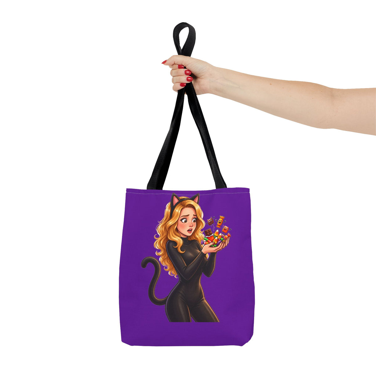 Candy Cat Trick-or-Treat Tote Bag - Purple | Andra Annette | Pounds to Go