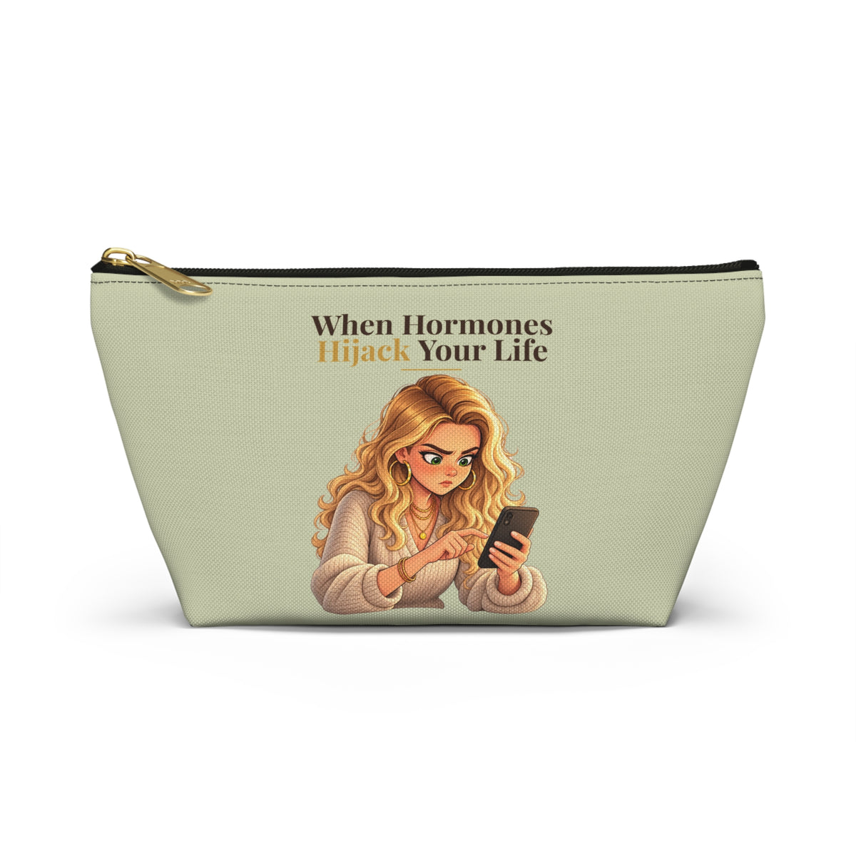 When Hormones Hijack Your Life Makeup Pouch | Sage Green | Andra Annette | Pounds to Go