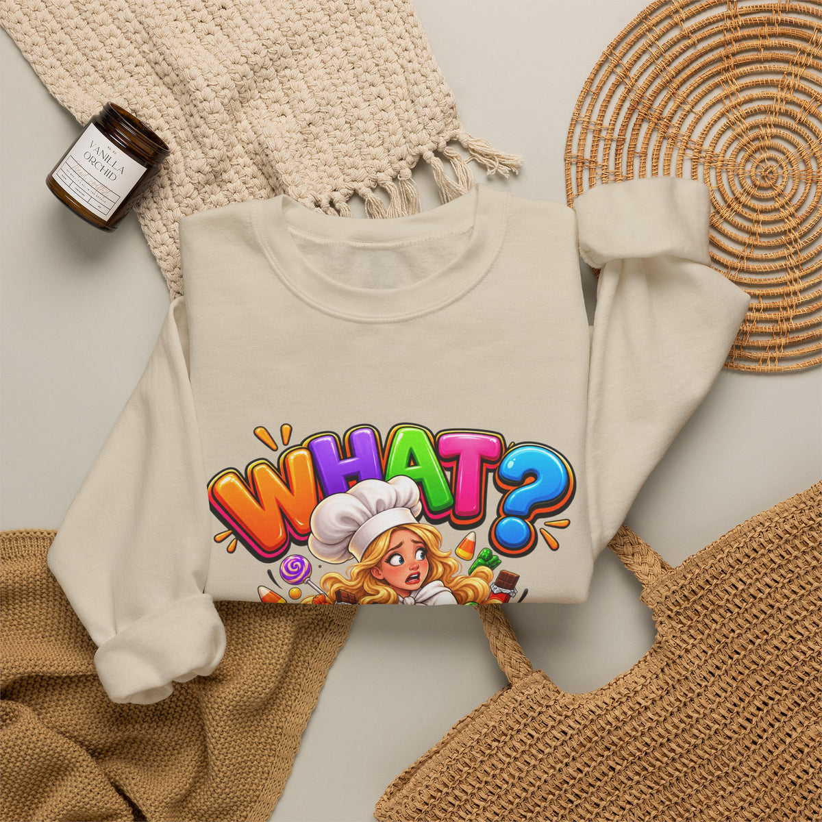WHAT? Halloween Candy Chef Sweatshirt - Funny Candy Overload Crewneck