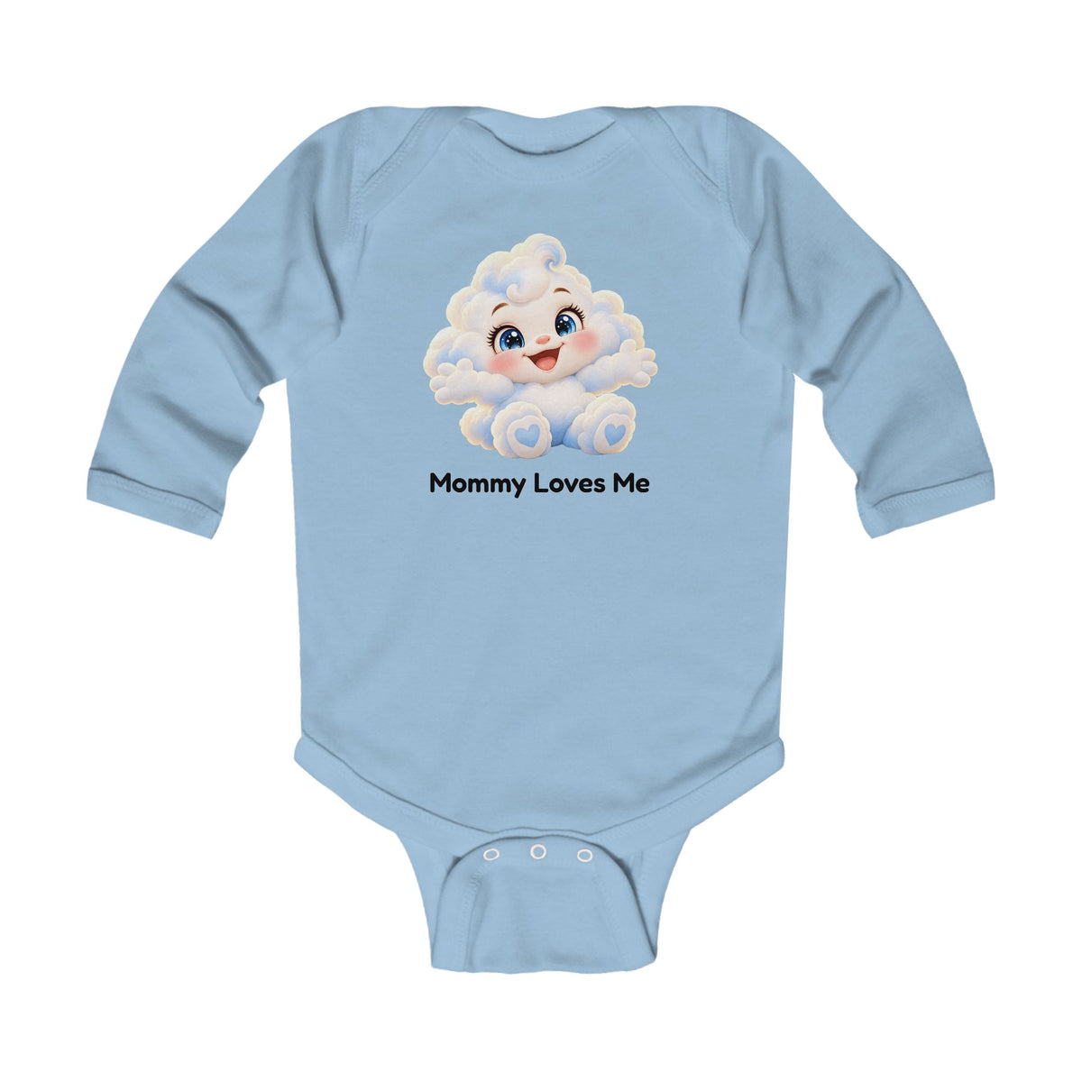 Cuddle McFluff Mommy Loves Me Long Sleeve Baby Bodysuit - Cute Cloud Onesie