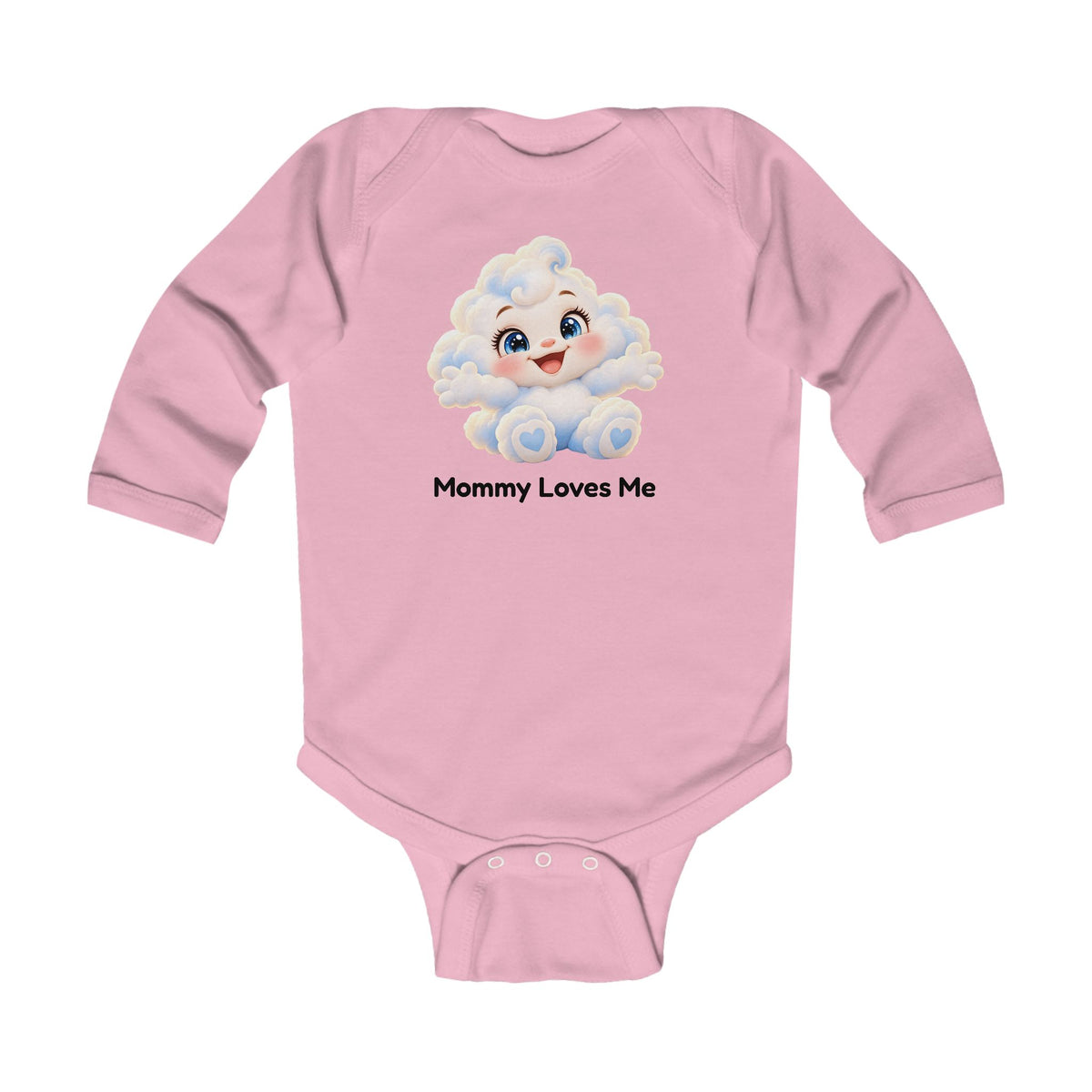 Cuddle McFluff Mommy Loves Me Long Sleeve Baby Bodysuit - Cute Cloud Onesie