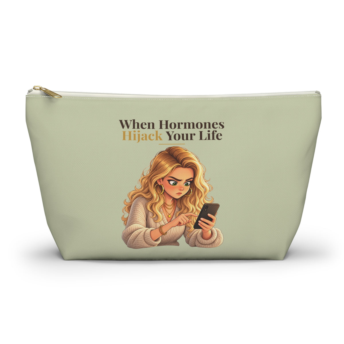 When Hormones Hijack Your Life Makeup Pouch | Sage Green | Andra Annette | Pounds to Go