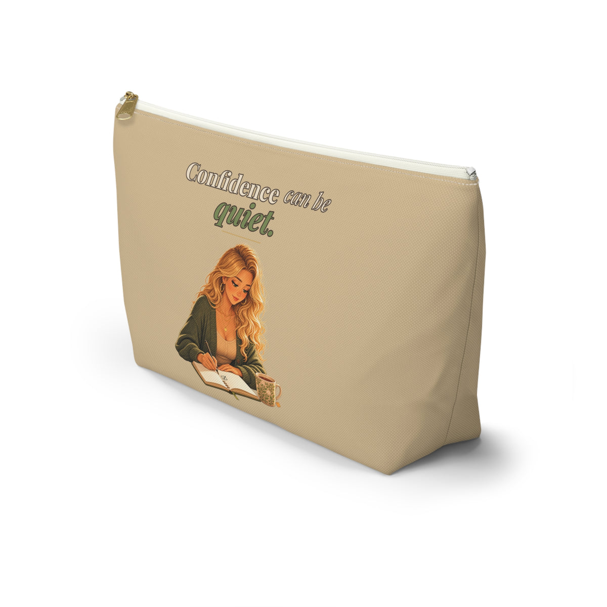 Confidence Can Be Quiet Makeup Pouch | Warm Tan | Andra Annette | Pounds to Go