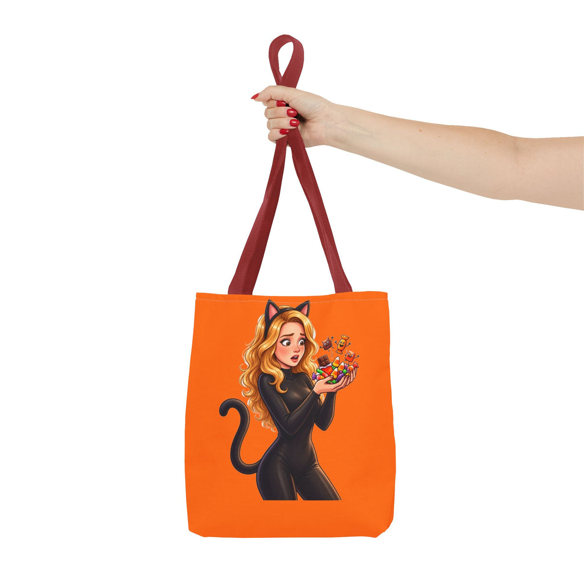 Candy Cat Trick-or-Treat Tote Bag - Pumpkin Orange | Andra Annette | Pounds to Go
