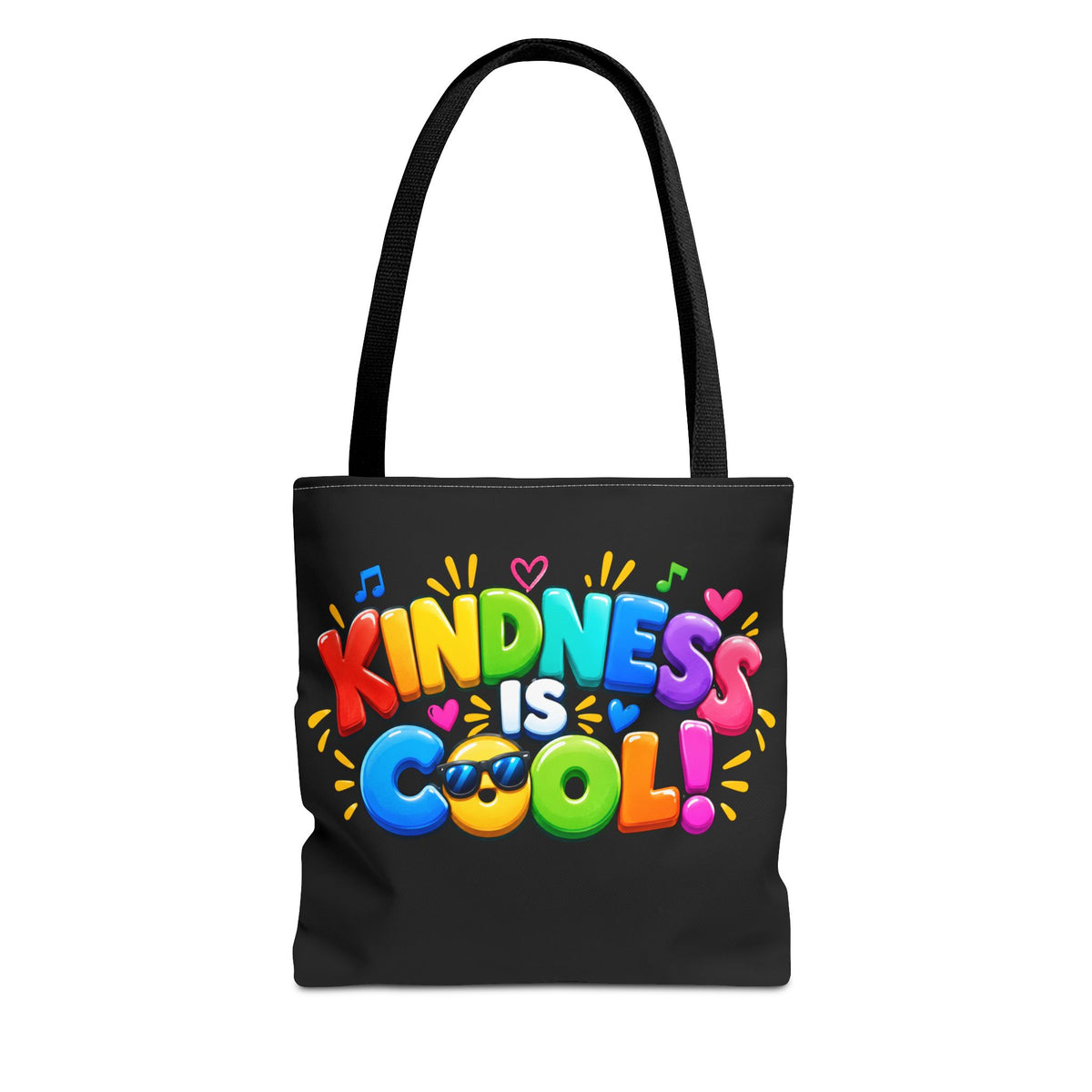 Kindness Is Cool Teacher Tote Bag | Black Tote with Colorful Handles | Teacher Gift