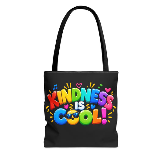 Kindness Is Cool Teacher Tote Bag | Black Tote with Colorful Handles | Teacher Gift