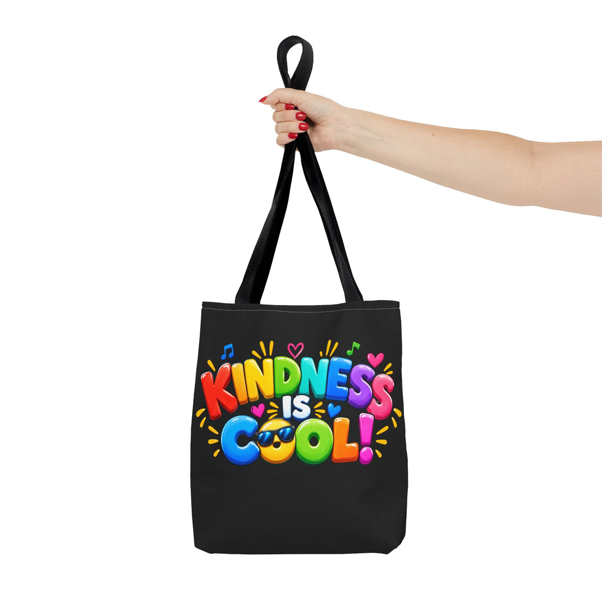 Kindness Is Cool Teacher Tote Bag | Black Tote with Colorful Handles | Teacher Gift