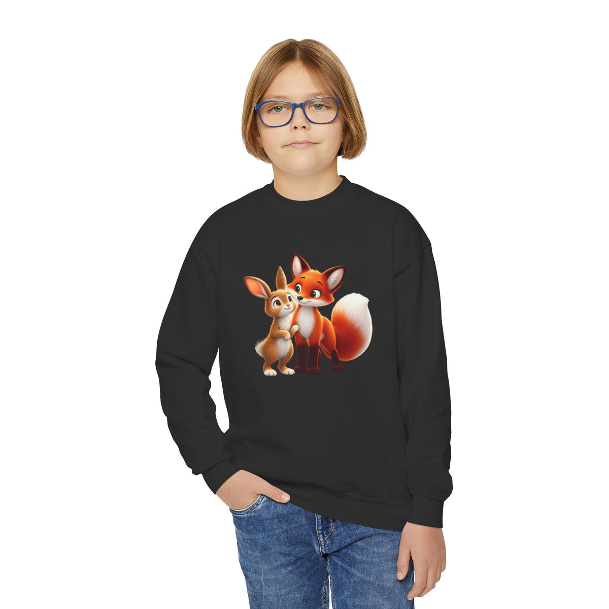 Brave Bunny & The Friendly Fox Kids Sweatshirt | Children's Book Character Crewneck