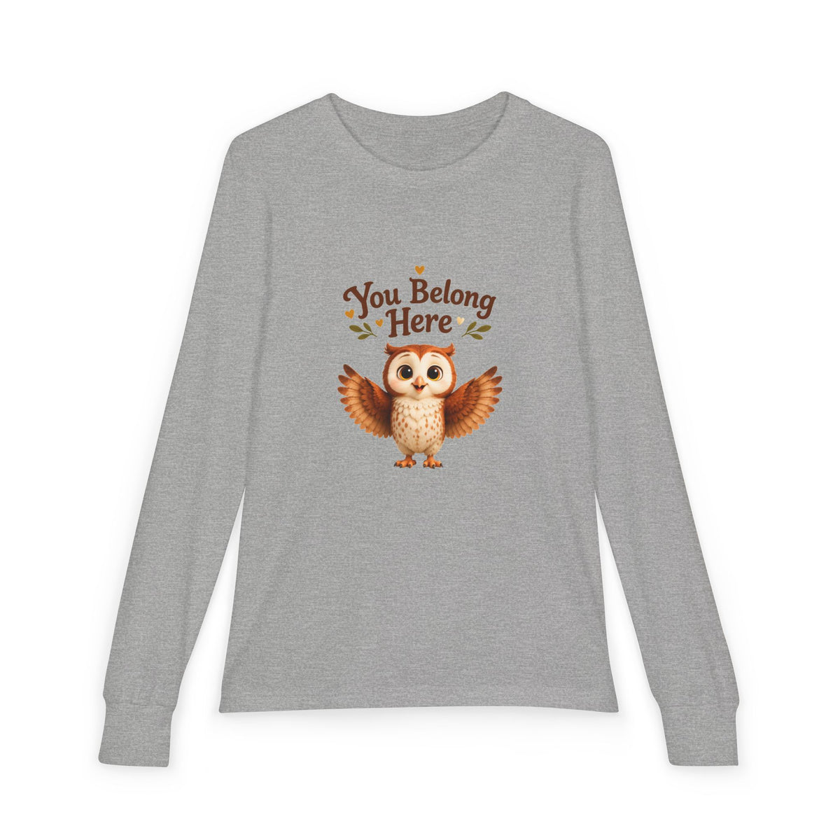 Olwyn the Owl "You Belong Here" Kids Long Sleeve Tee | The Owl Without a Tree