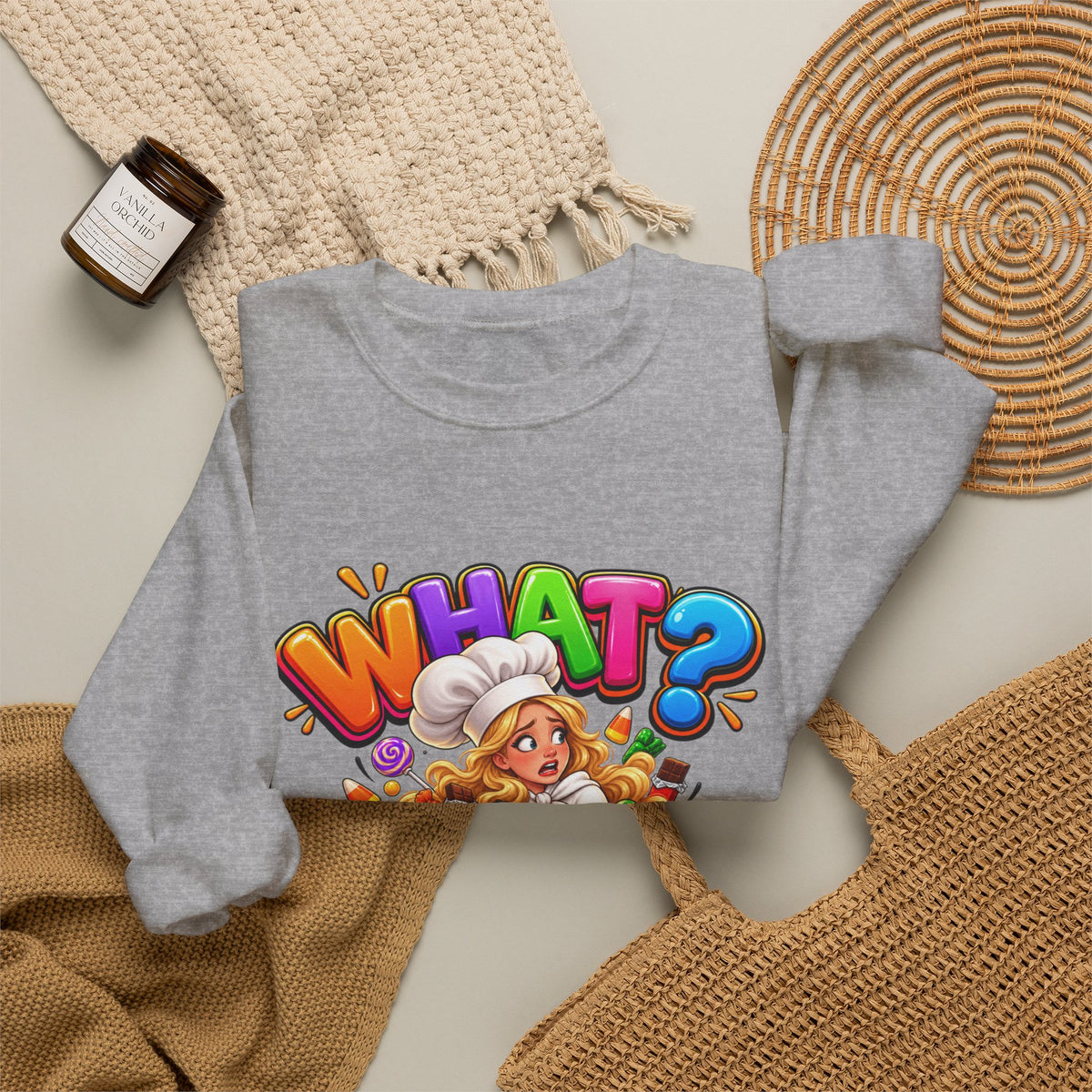 WHAT? Halloween Candy Chef Sweatshirt - Funny Candy Overload Crewneck