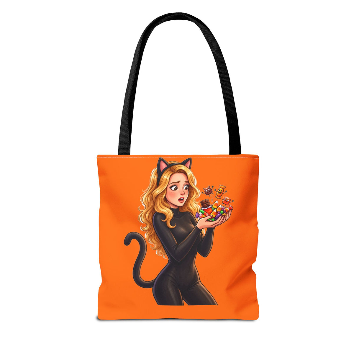 Candy Cat Trick-or-Treat Tote Bag - Pumpkin Orange | Andra Annette | Pounds to Go