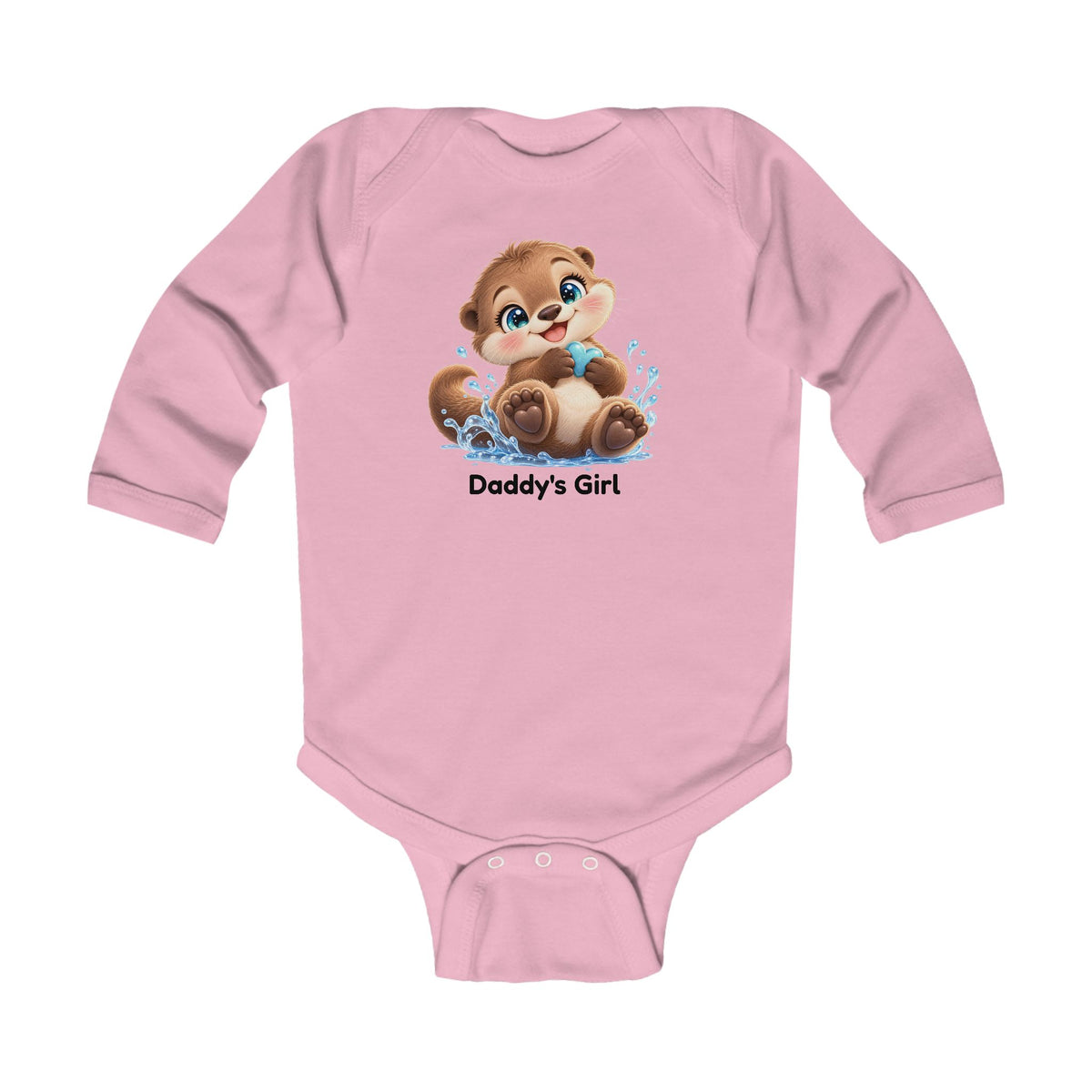 Ollie Wobbles Daddy's Girl Long Sleeve Baby Bodysuit - Cute Baby Otter Onesie