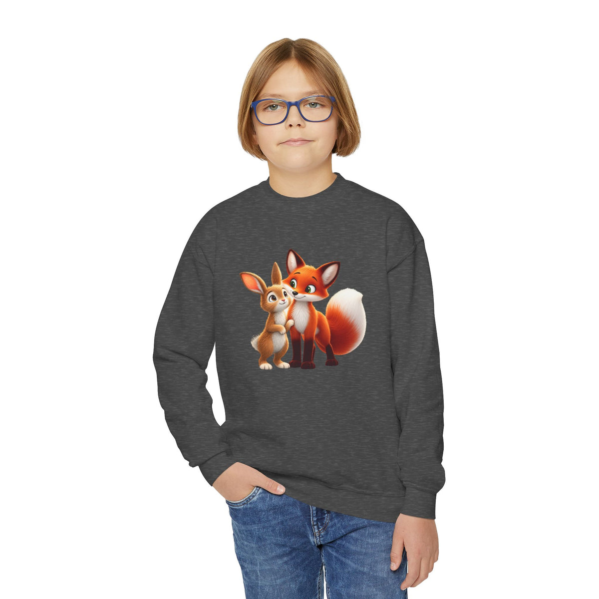 Brave Bunny & The Friendly Fox Kids Sweatshirt | Children's Book Character Crewneck