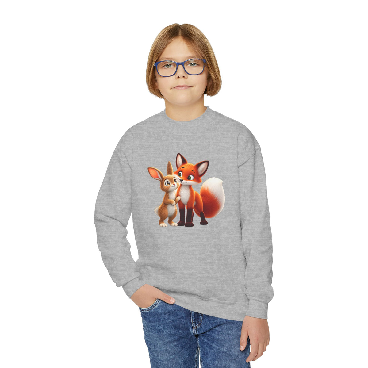 Brave Bunny & The Friendly Fox Kids Sweatshirt | Children's Book Character Crewneck