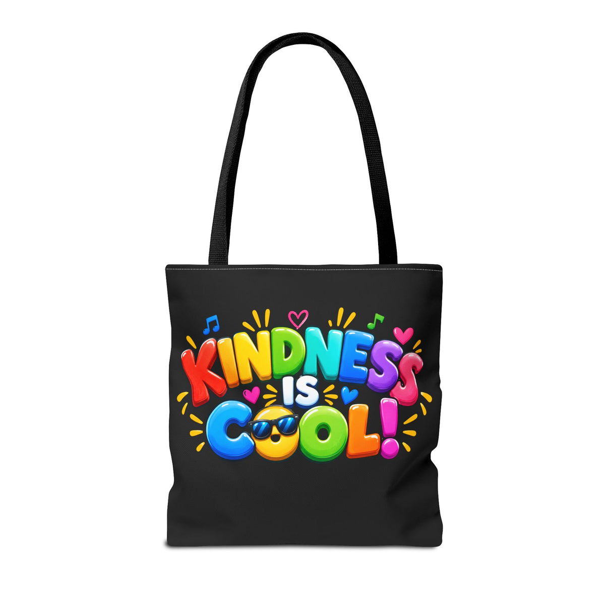 Kindness Is Cool Teacher Tote Bag | Black Tote with Colorful Handles | Teacher Gift