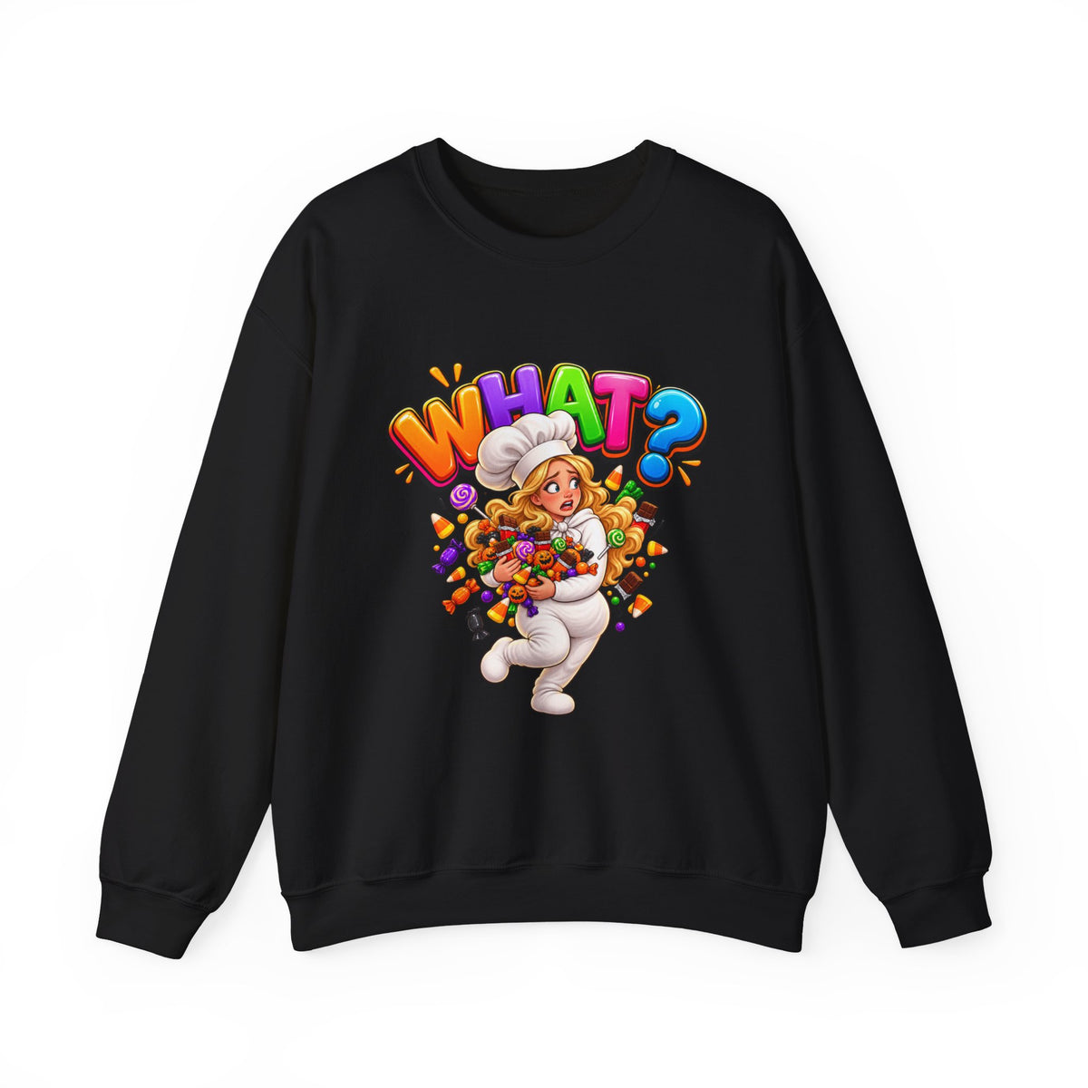 WHAT? Halloween Candy Chef Sweatshirt - Funny Candy Overload Crewneck