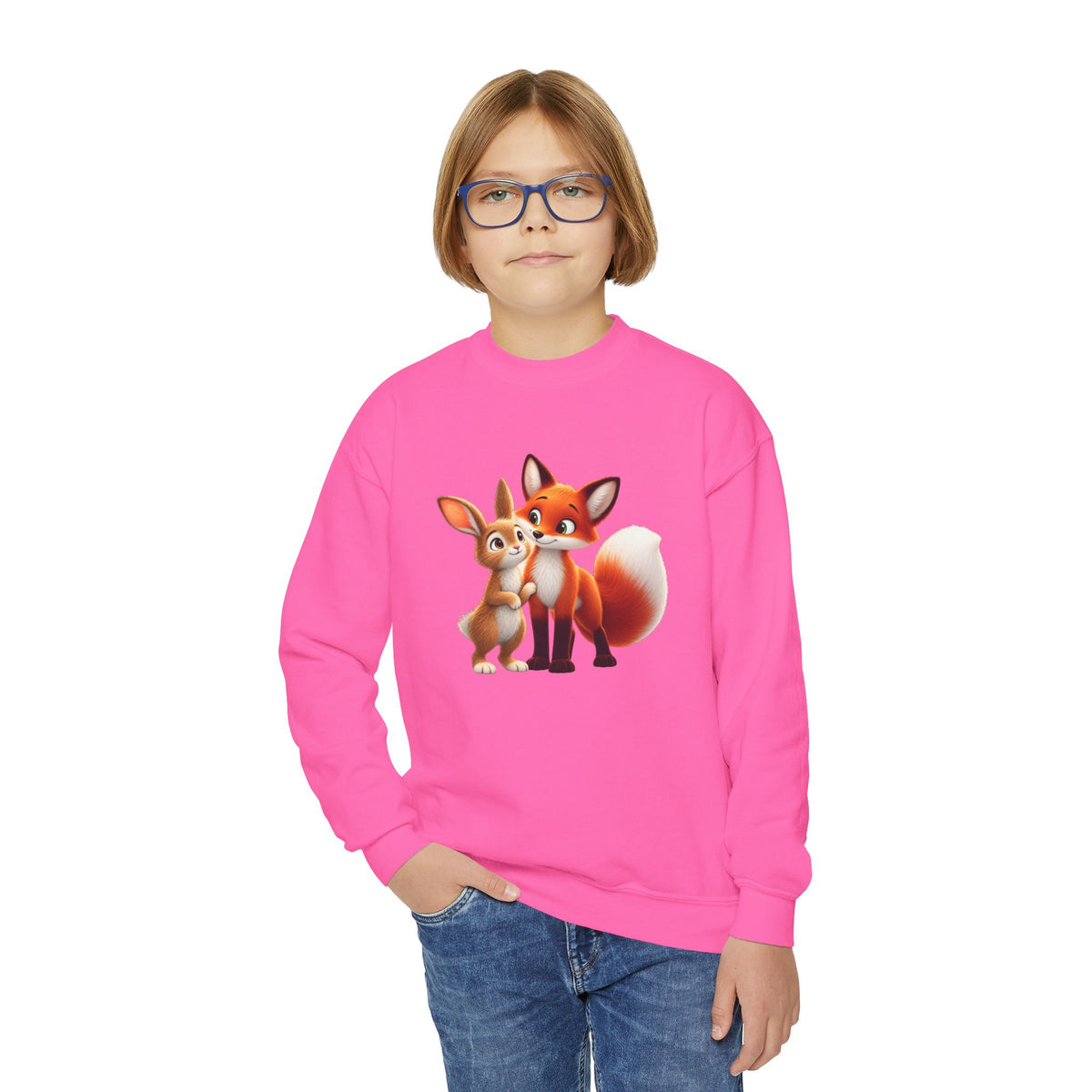 Personalized Brave Bunny & The Friendly Fox Kids Sweatshirt | Add Your Child's Name