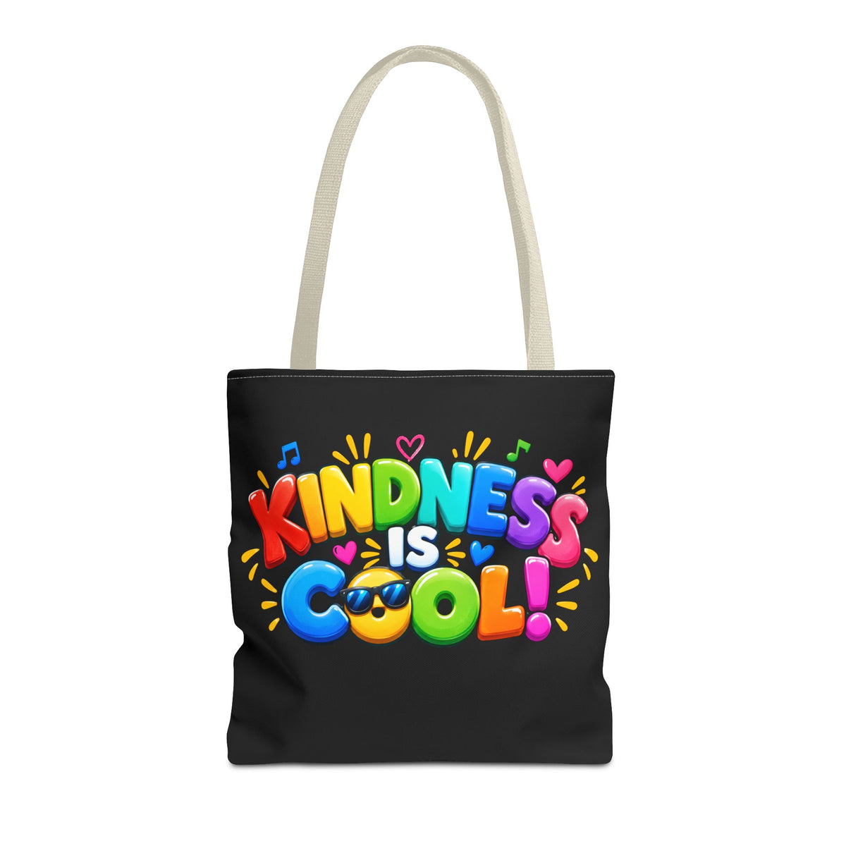 Kindness Is Cool Teacher Tote Bag | Black Tote with Colorful Handles | Teacher Gift