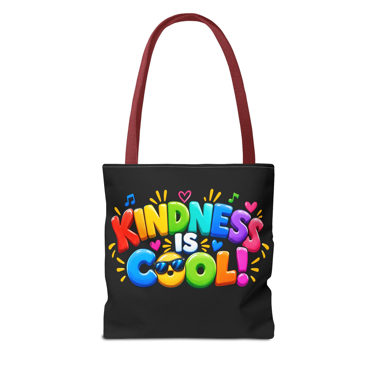 Kindness Is Cool Teacher Tote Bag | Black Tote with Colorful Handles | Teacher Gift