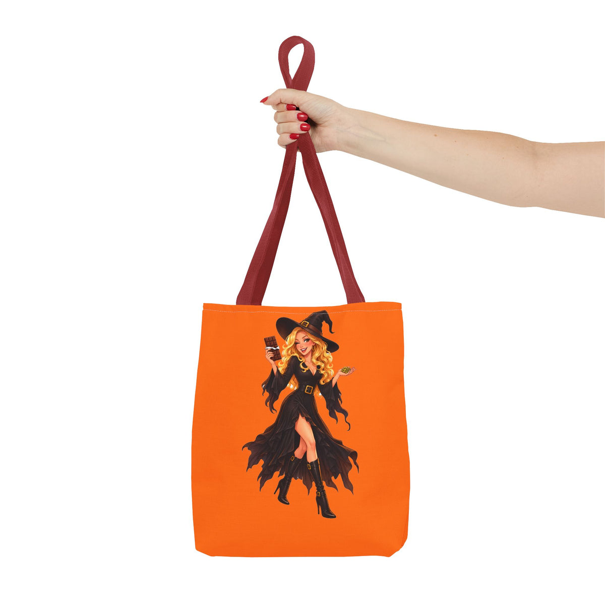 Chocolate Witch Trick-or-Treat Tote Bag - Pumpkin Orange | Andra Annette | Pounds to Go
