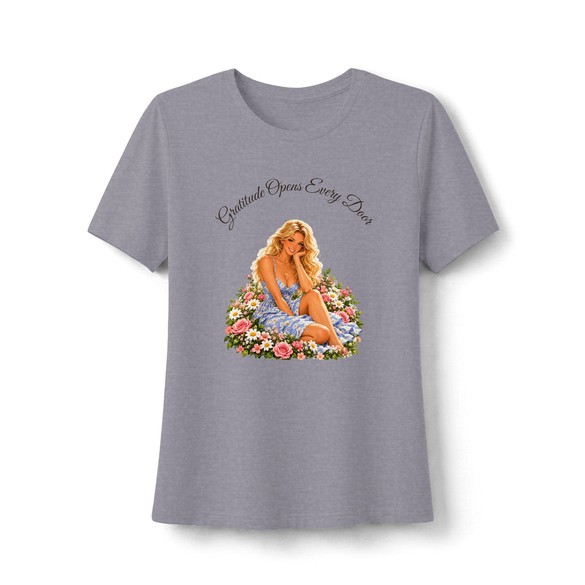 Gratitude Opens Every Door Women's Tee | Faith Floral Shirt | Andra Annette | Pounds to Go