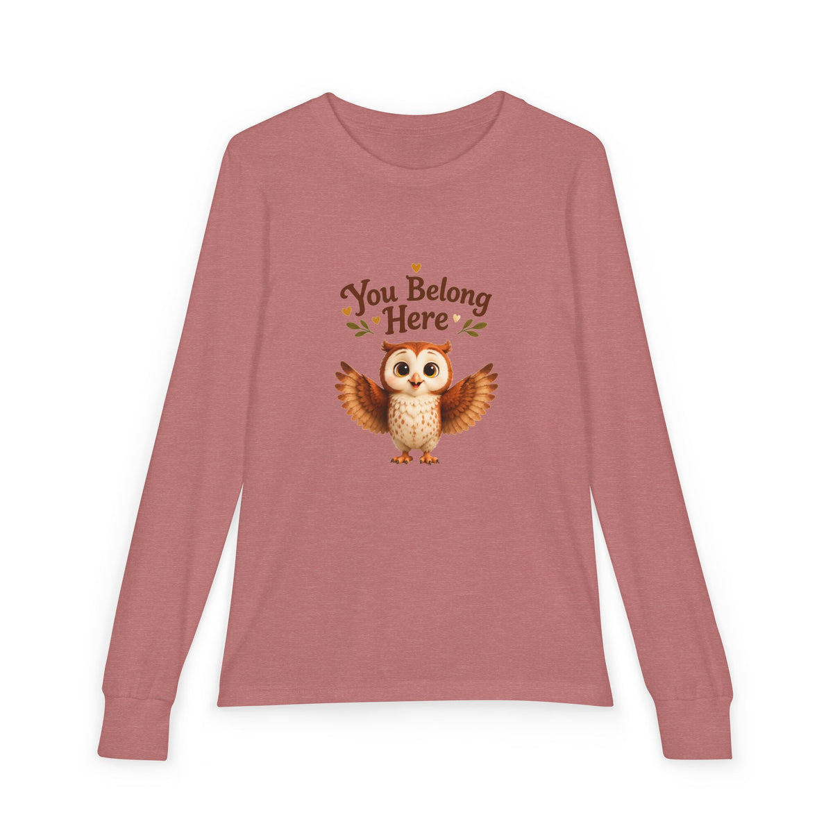 Olwyn the Owl "You Belong Here" Kids Long Sleeve Tee | The Owl Without a Tree