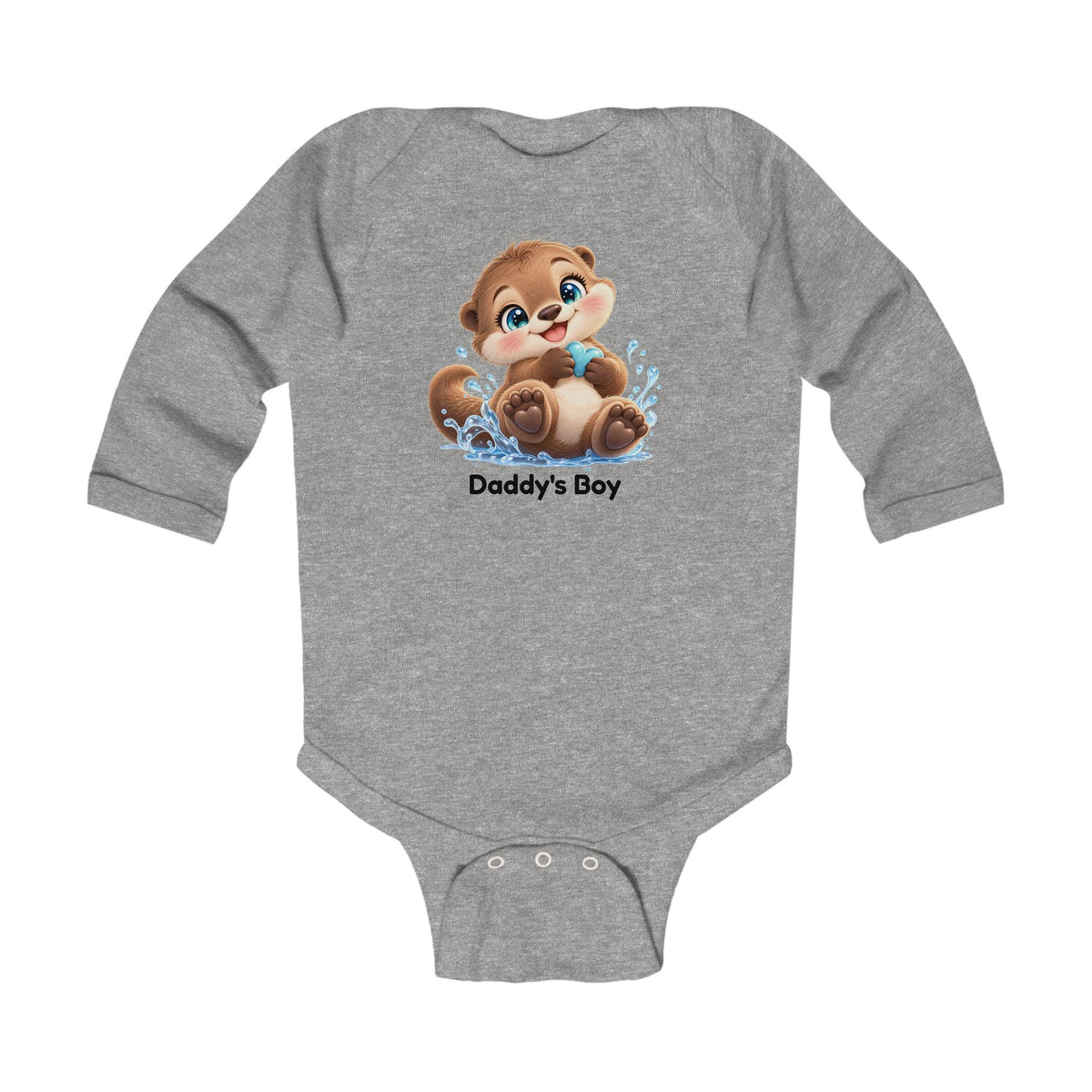 Ollie Wobbles Daddy's Boy Long Sleeve Baby Bodysuit - Cute Baby Otter Onesie