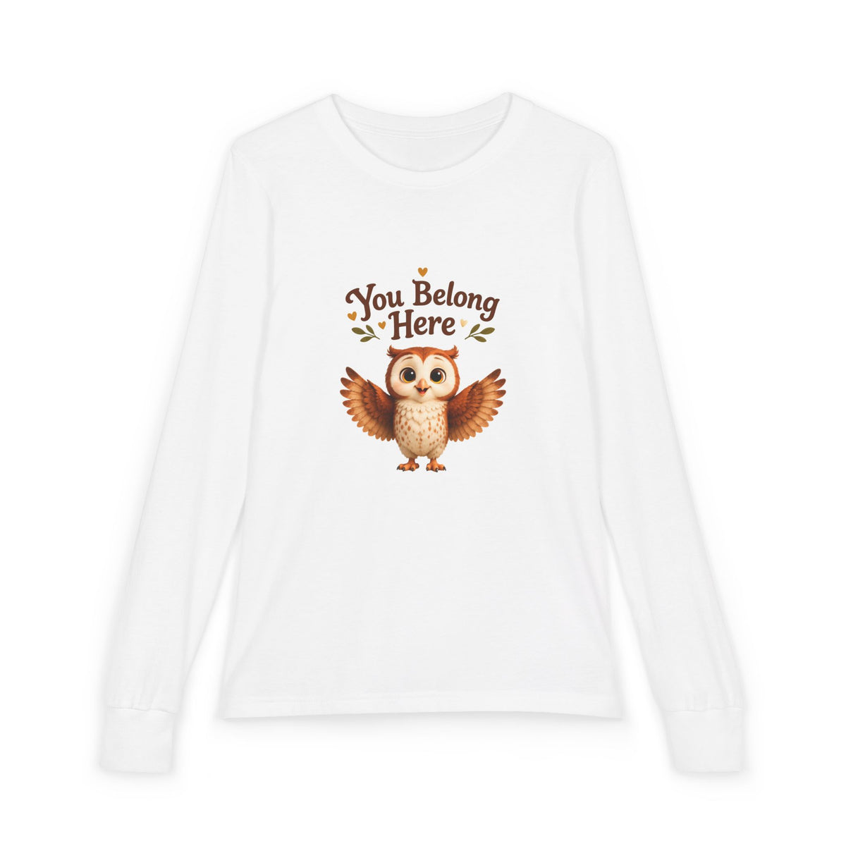 Olwyn the Owl "You Belong Here" Kids Long Sleeve Tee | The Owl Without a Tree