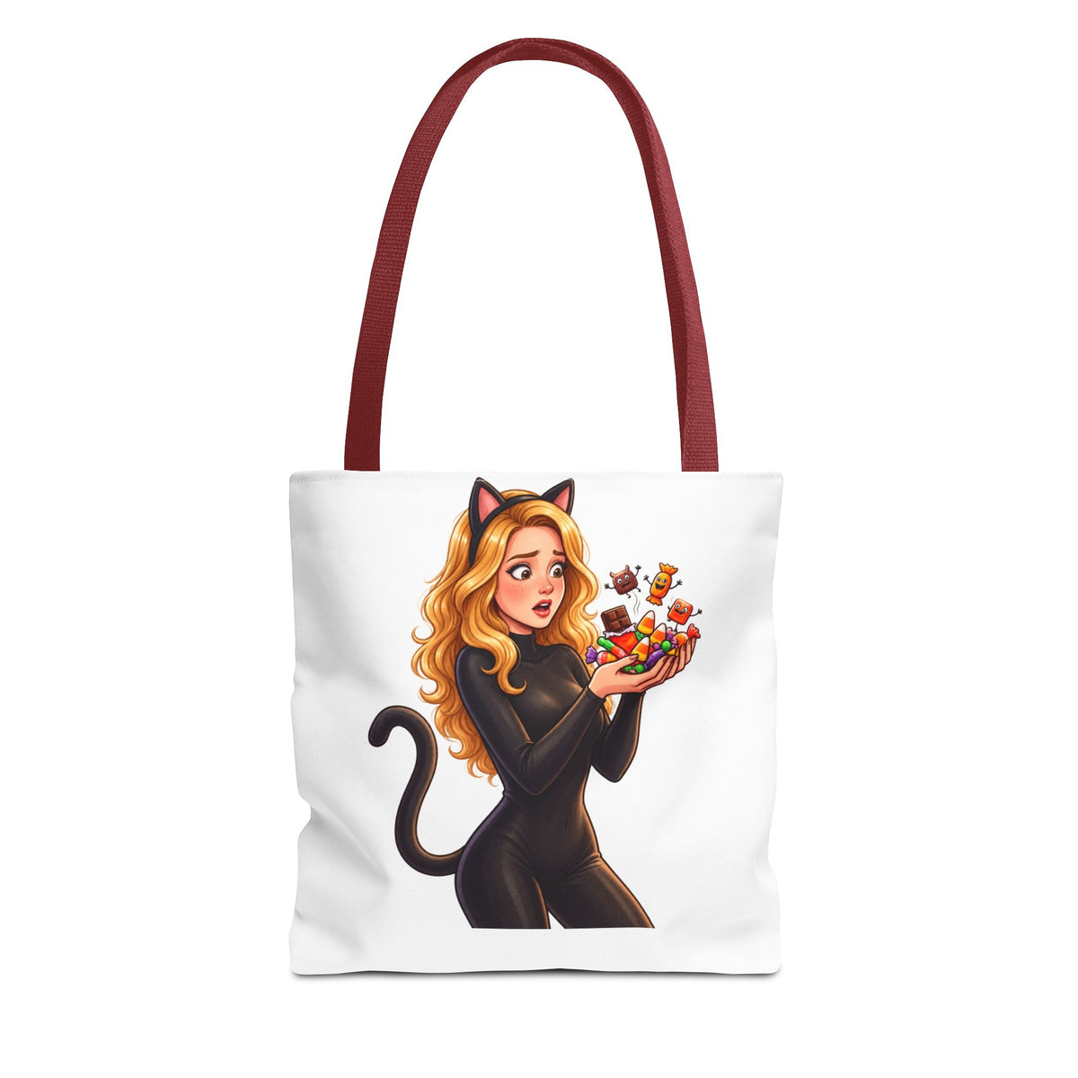 Candy Cat Trick-or-Treat Tote Bag - White | Andra Annette | Pounds to Go