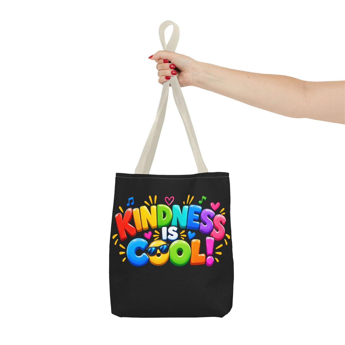 Kindness Is Cool Teacher Tote Bag | Black Tote with Colorful Handles | Teacher Gift