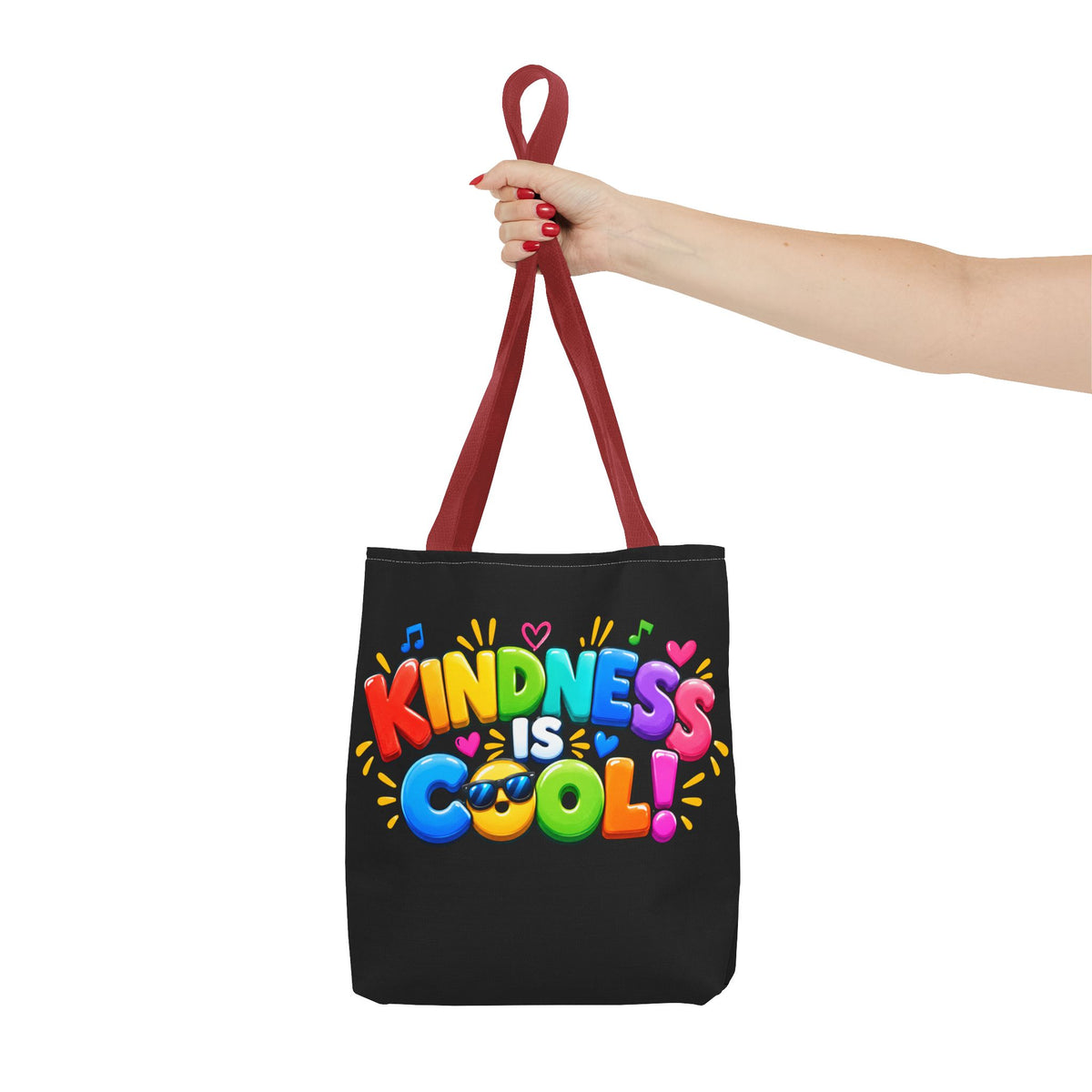 Kindness Is Cool Teacher Tote Bag | Black Tote with Colorful Handles | Teacher Gift