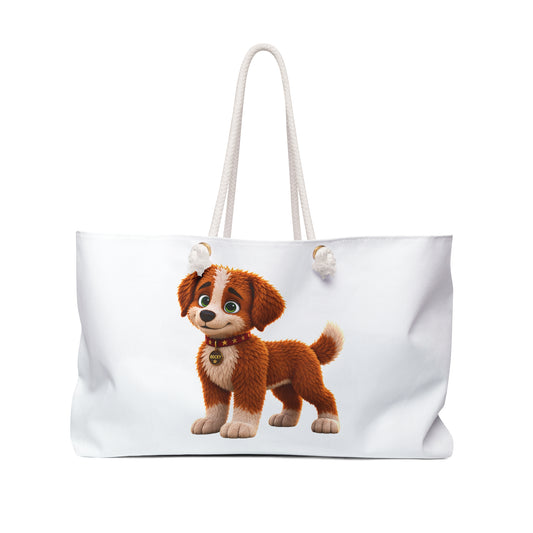 Rocky Finds His Roar White Weekender Tote Bag | Rocky the Puppy Oversized Tote