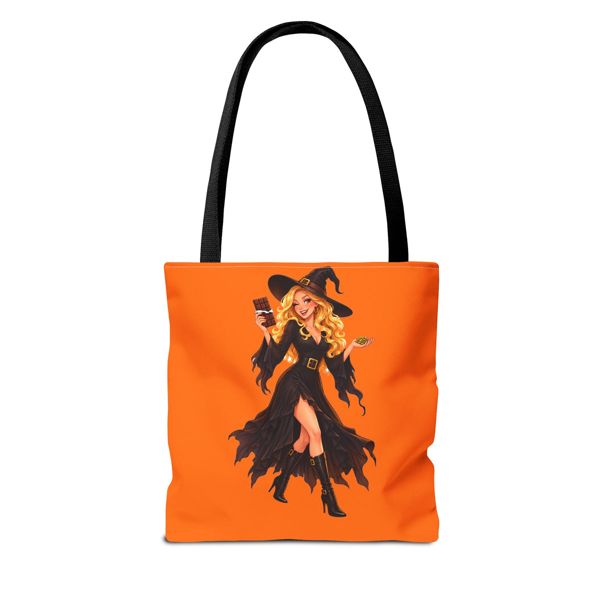 Chocolate Witch Trick-or-Treat Tote Bag - Pumpkin Orange | Andra Annette | Pounds to Go