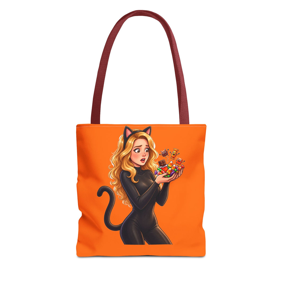 Candy Cat Trick-or-Treat Tote Bag - Pumpkin Orange | Andra Annette | Pounds to Go