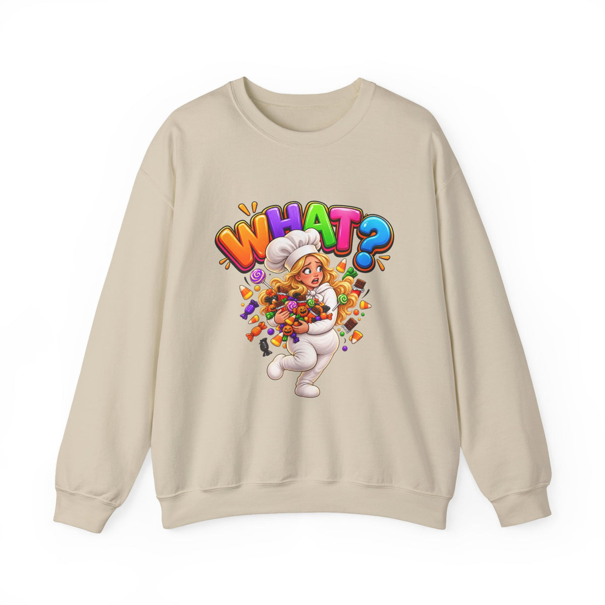 WHAT? Halloween Candy Chef Sweatshirt - Funny Candy Overload Crewneck