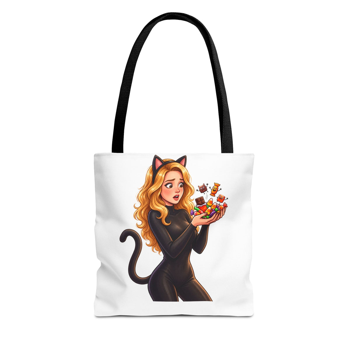 Candy Cat Trick-or-Treat Tote Bag - White | Andra Annette | Pounds to Go