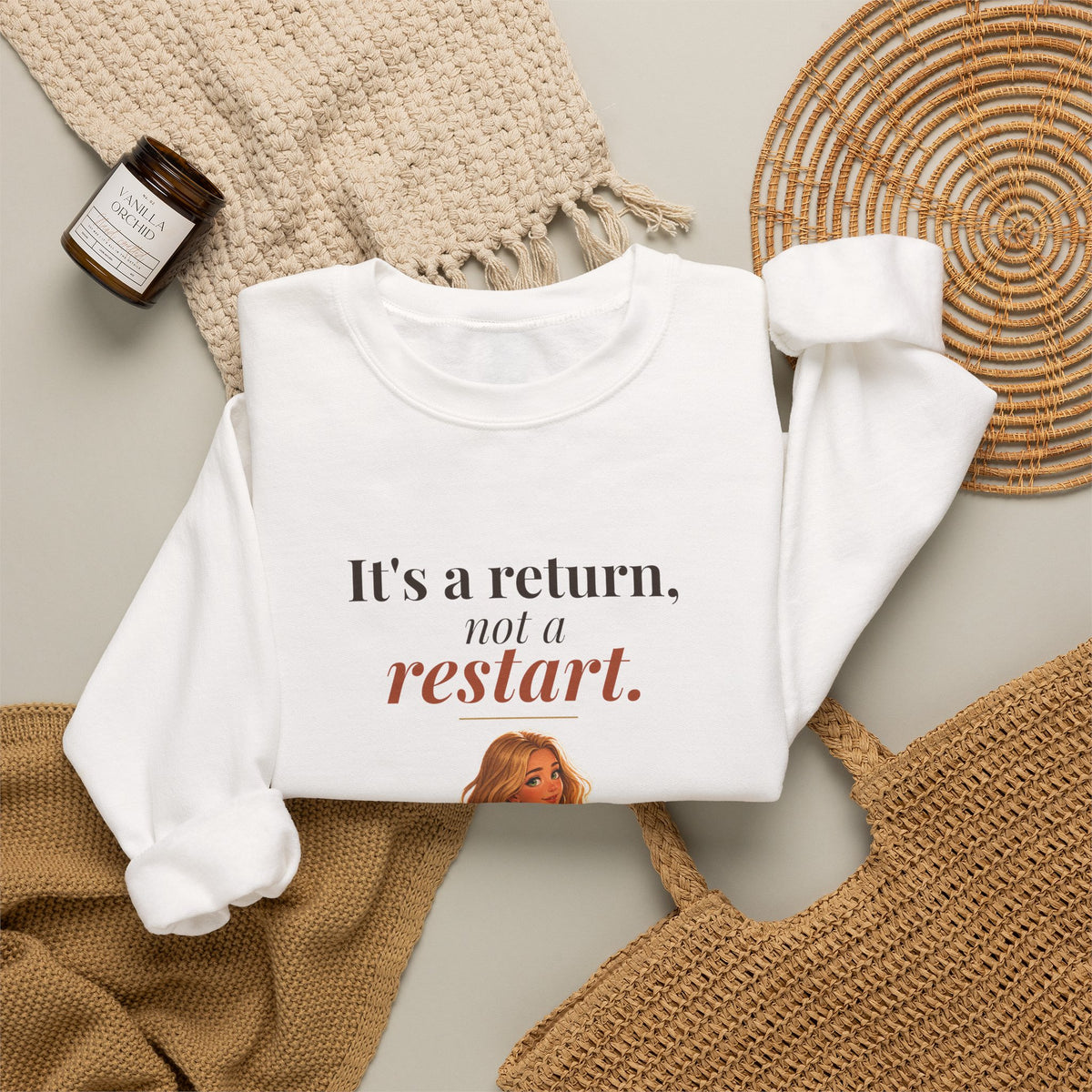 It's a Return, Not a Restart Women's Crewneck Sweatshirt | Andra Annette | Pounds to Go