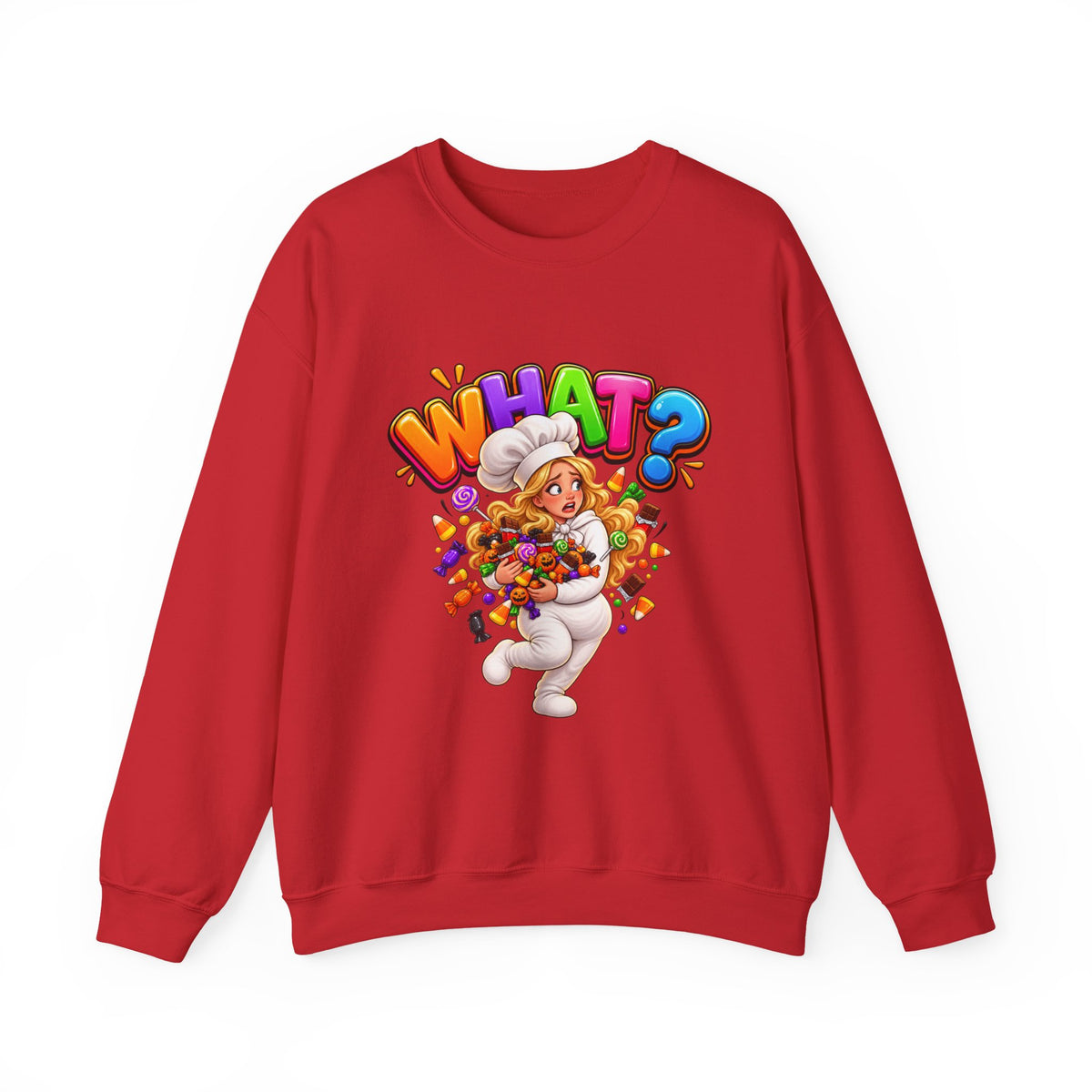 WHAT? Halloween Candy Chef Sweatshirt - Funny Candy Overload Crewneck