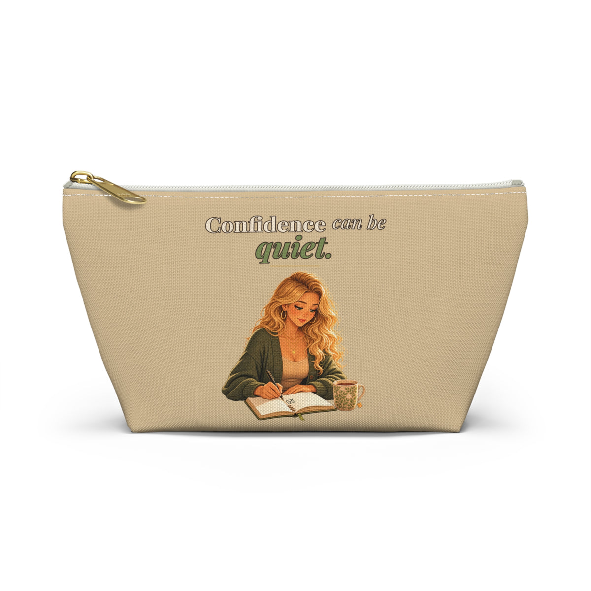 Confidence Can Be Quiet Makeup Pouch | Warm Tan | Andra Annette | Pounds to Go